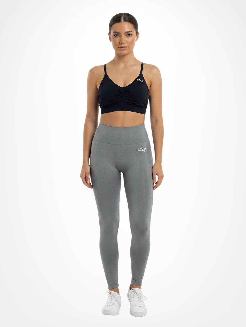 Nahtlose Leggings + Scrunch – Grau