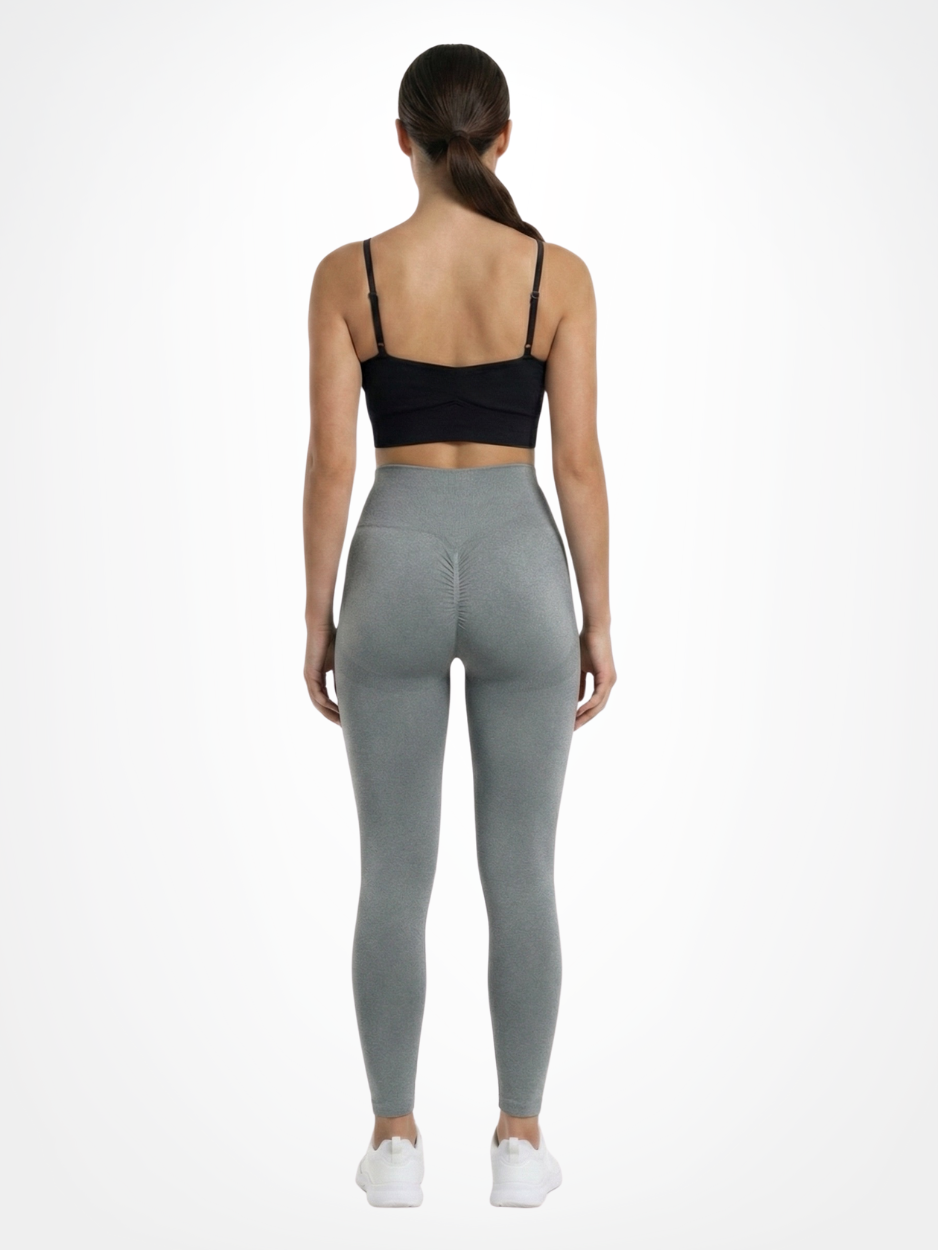 Nahtlose Leggings + Scrunch – Grau